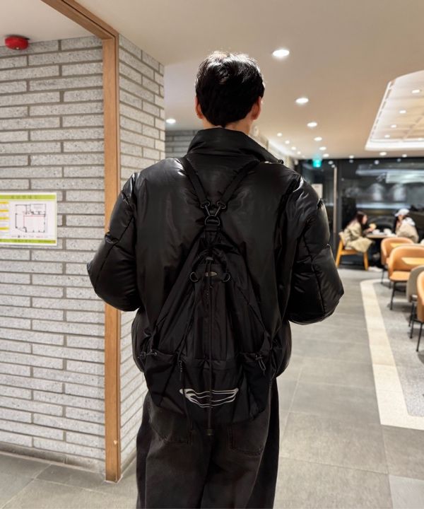 MUSINSA公式 | OPENING PROJECT Mesh Pocket String Bag - Black