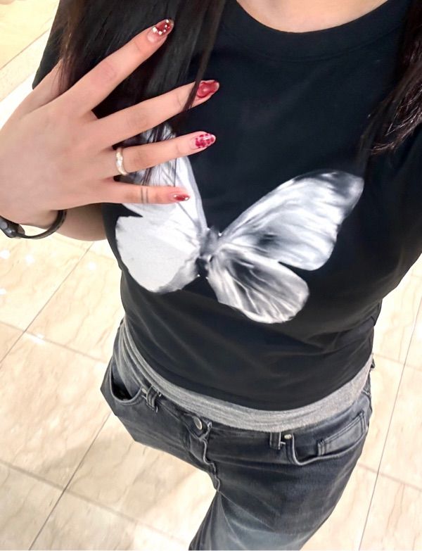 MUSINSA | NICK&NICOLE BUTTERFLY SOFT COLORING CROP TOP_WHITE