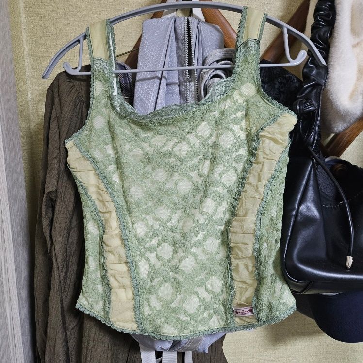 MUSINSA公式 | SCULPTOR Team Mary Corset Top Green/Lemon