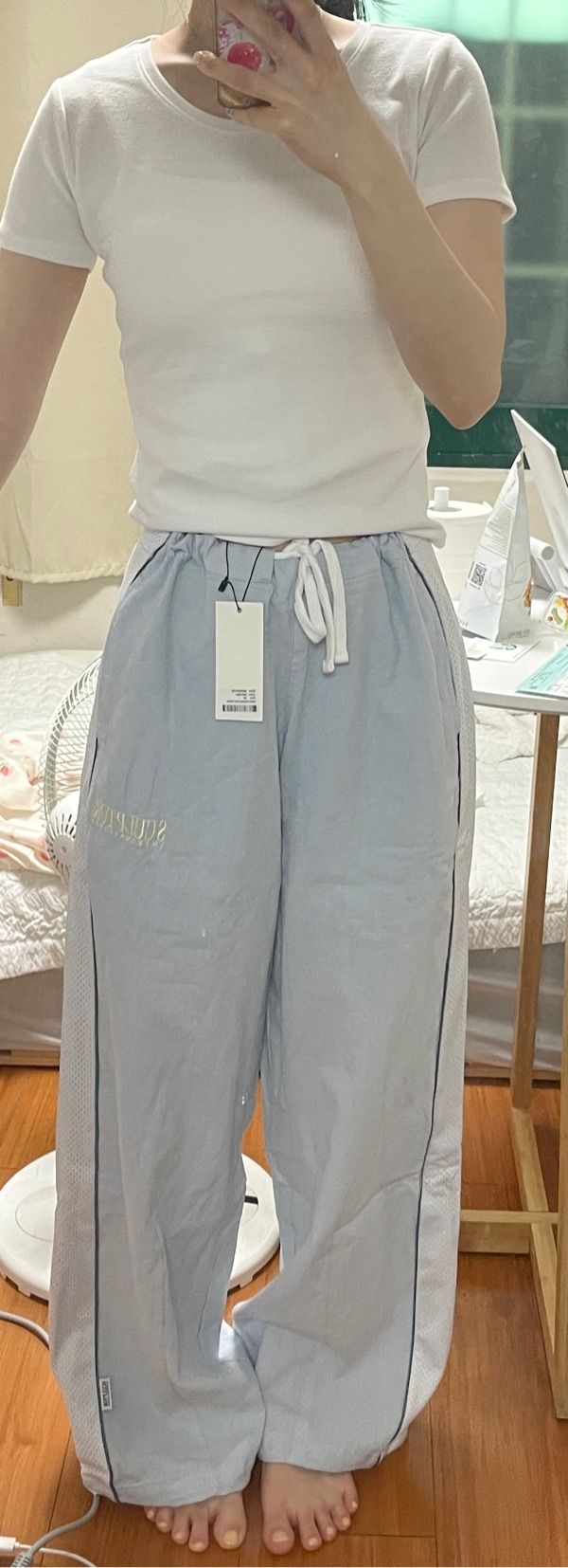 MUSINSA | SCULPTOR Mesh Piping Linen Pants Charcoal