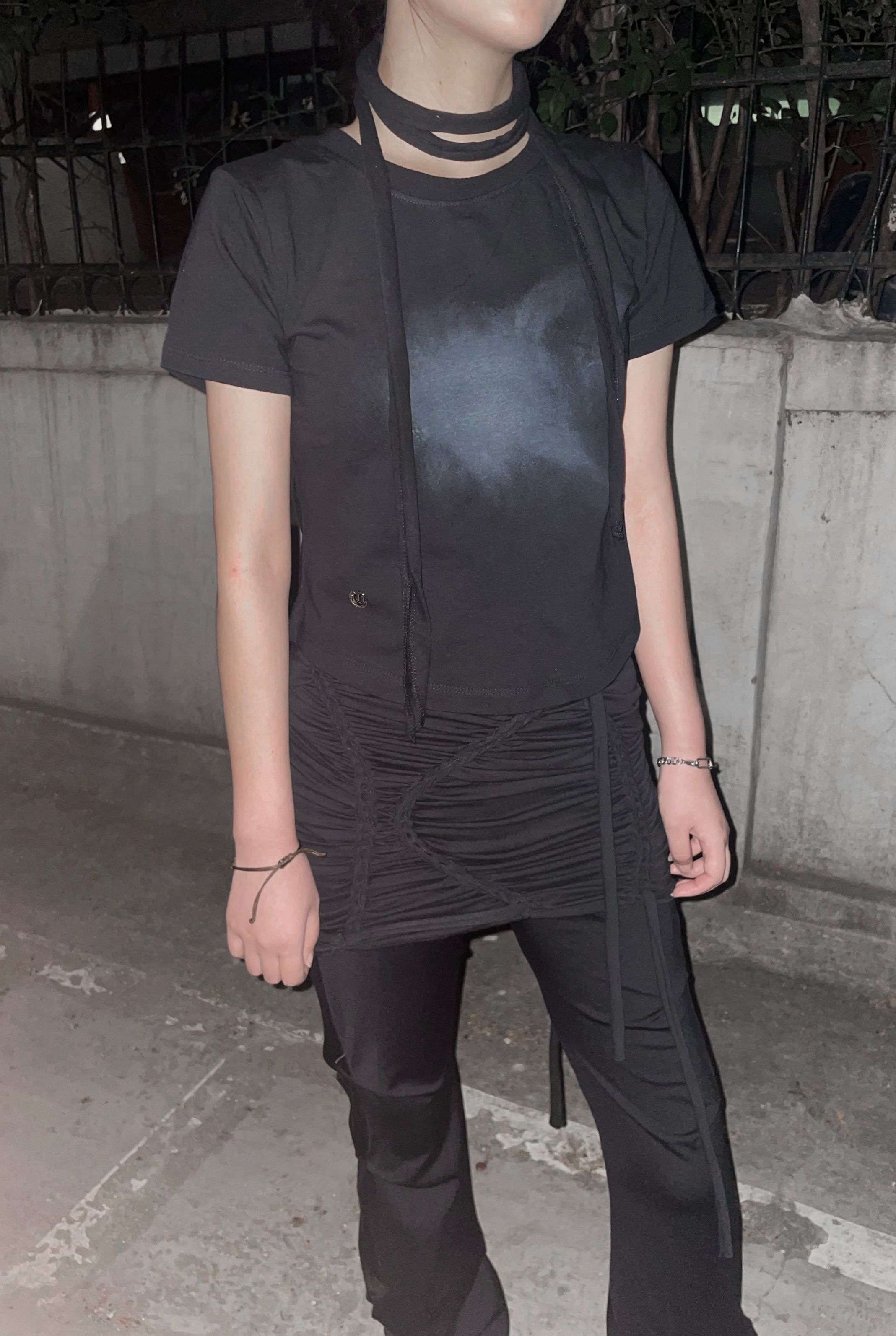 MUSINSA公式 | FLAREUP Vanish Tie Scarf T-Shirt (FL-114_Black)