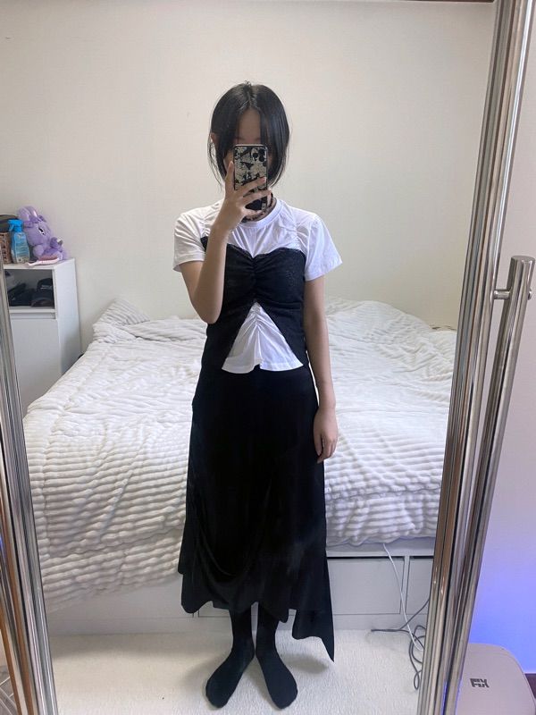 MUSINSA | FLAREUP Bustier Layered T-Shirt (FL-122_White&Black)