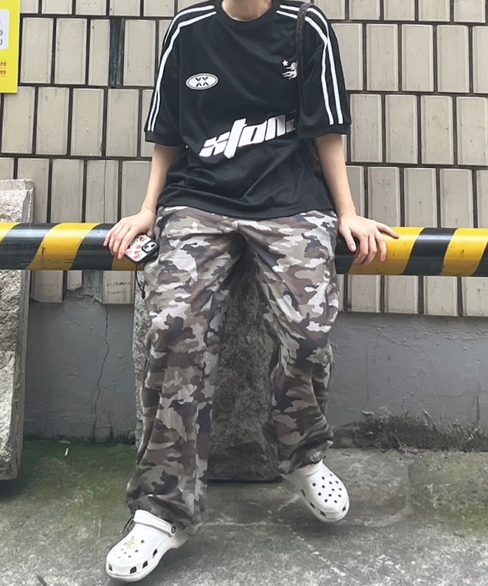 MUSINSA | SCULPTOR Camo Linen Cargo Jogger Pants Forest
