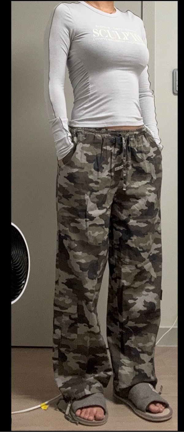 MUSINSA | SCULPTOR Camo Linen Cargo Jogger Pants Forest