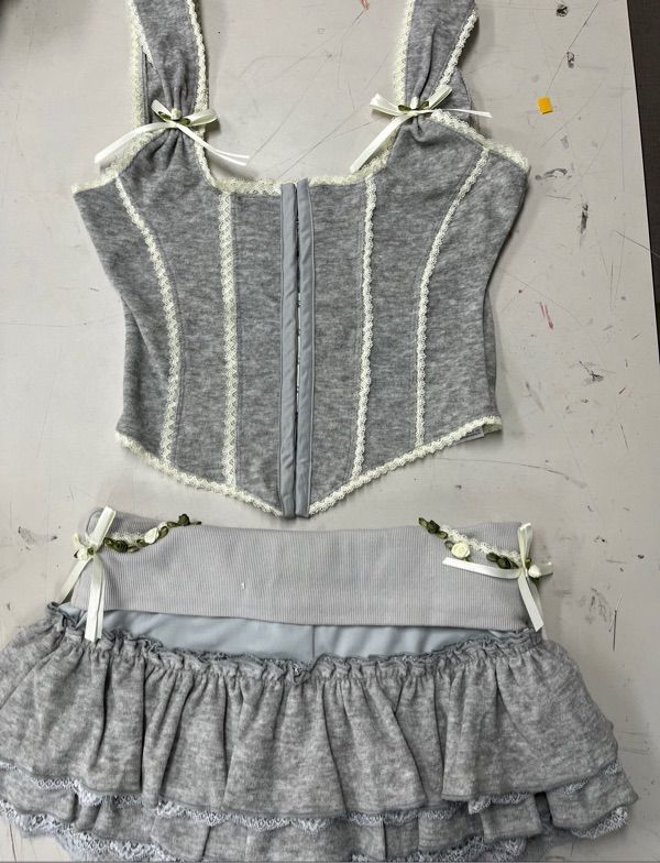 MUSINSA | SCULPTOR Rose Terry Ruffle Skort Gray