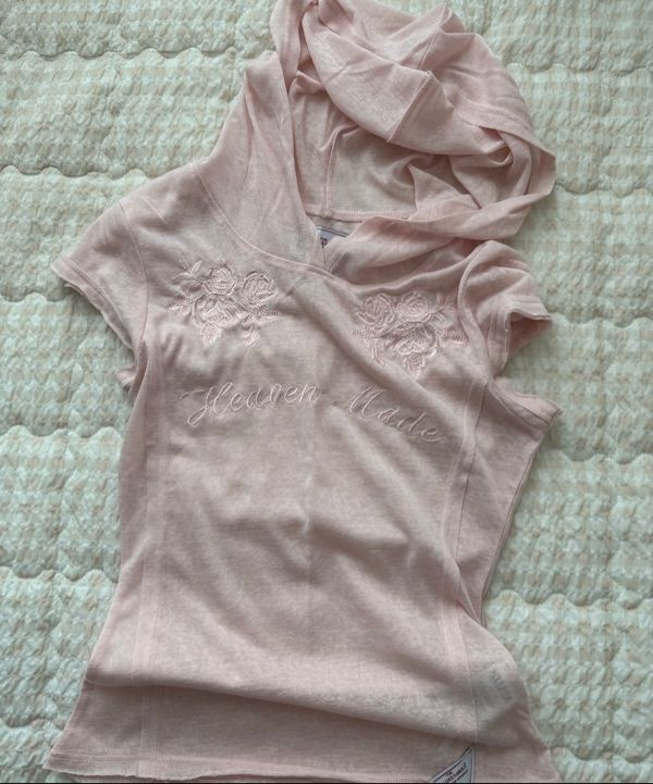 MUSINSA | SCULPTOR Rose Embroidery Hoodie Tee Peach Fuzz