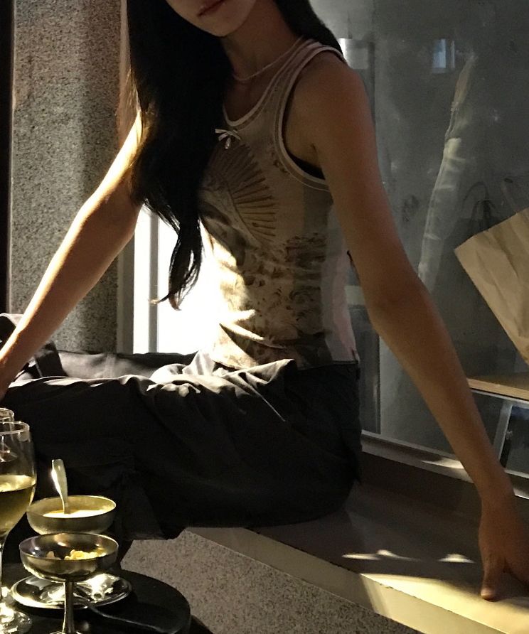 MUSINSA | SCULPTOR Maria Tear Drop Tank Top Dirty Peach/Raw