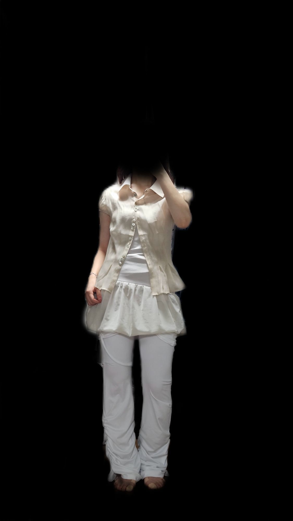 MUSINSA公式 | SCULPTOR Sheer Pleated Hem Blouse Raw