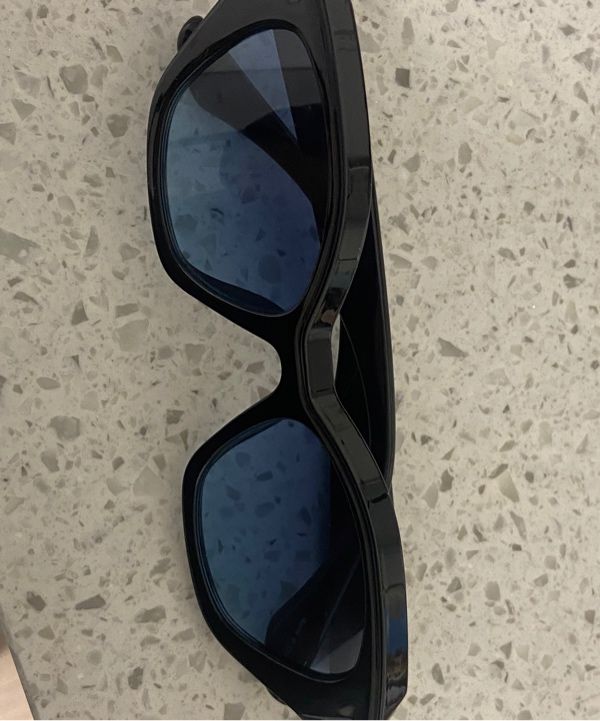★HANGLE EYEWEAR★ Geek Chic Square SUN Black Blue Black Geek-Chic Square Geometric Tinted Sunglasses with Blue