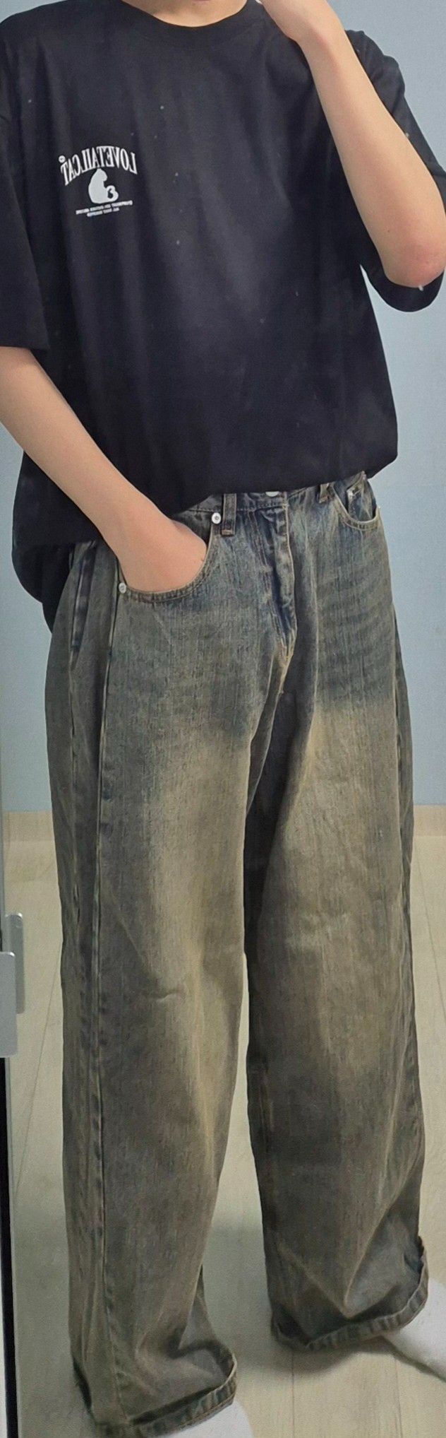 MUSINSA公式 | AVANDRESS Incision Wide Denim Pants - 4COL