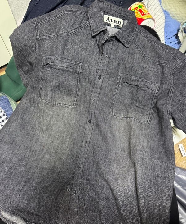MUSINSA | AVANDRESS Cooling Western Short-sleeve Denim Shirt