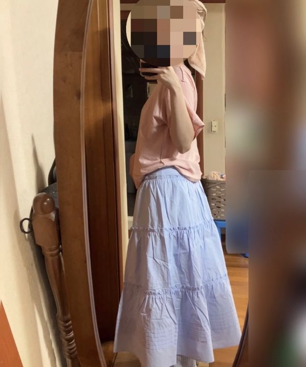 MUSINSA | ROLAROLA FRILL LONG SKIRT SKY