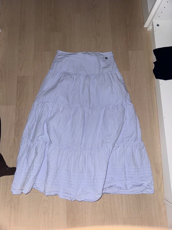 MUSINSA | ROLAROLA FRILL LONG SKIRT SKY