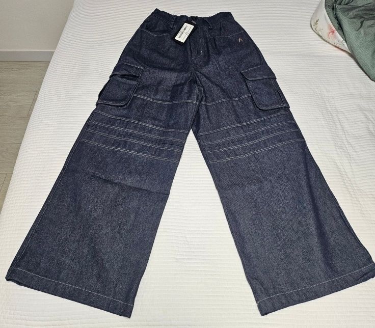 ◆AAKAM◆ Stitched Denim Wide Cargo Pants Blue MUSINSA | AVANDRESS Side Big Cargo Pants BLUE