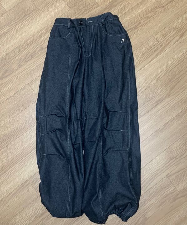 ◆AAKAM◆ 98 Printed Knee Pintuck Denim Pants Blue MUSINSA | AAKAM 98 Printed Knee Pin-tuck Denim Pants (Blue)