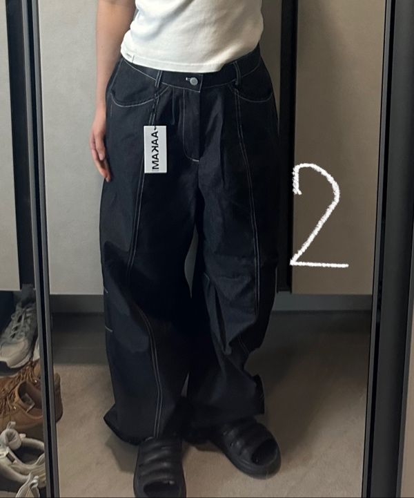 MUSINSA公式 | AAKAM 98 Printed Knee Pin-tuck Denim Pants (Black)