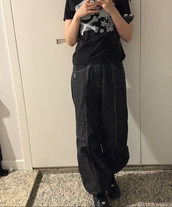 MUSINSA公式 | AAKAM 98 Printed Knee Pin-tuck Denim Pants (Black)