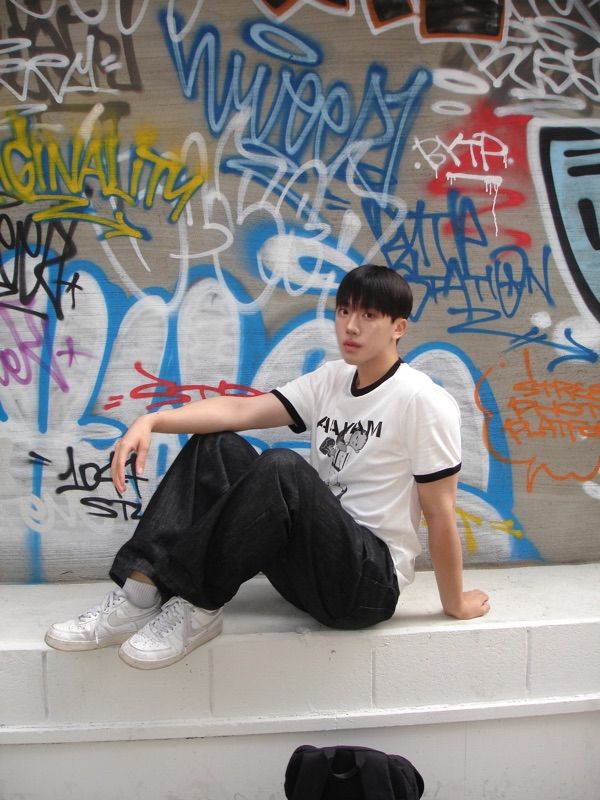 MUSINSA | AAKAM Punch Boy Printed Ringer Top (Dark Gray)