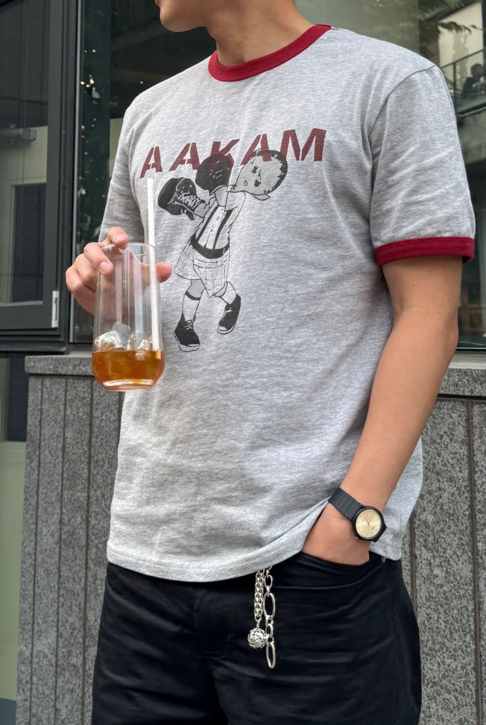 ★AAKAM★ Punch Boy Printed Ringer Top Dark Gray MUSINSA | AAKAM Punch Boy Printed Ringer Top (Dark Gray)