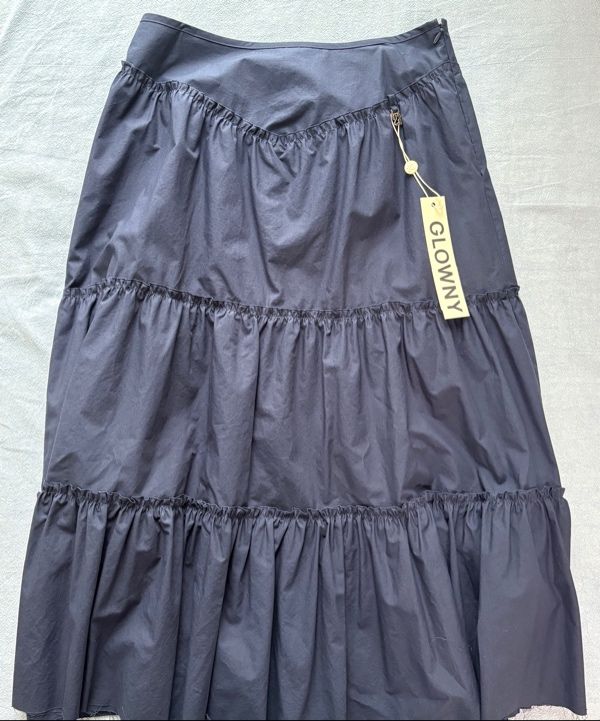 MUSINSA | GLOWNY RODEO TIERED RUFFLE SKIRT (NAVY)