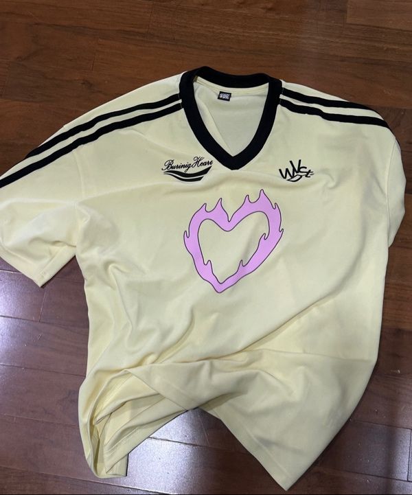 ◆WONDERVISITOR BN Heart Jersey T-shirt/3色◆ WONDER VISITOR BN Heart Jersey Tshirt Light Yellow (WONDER