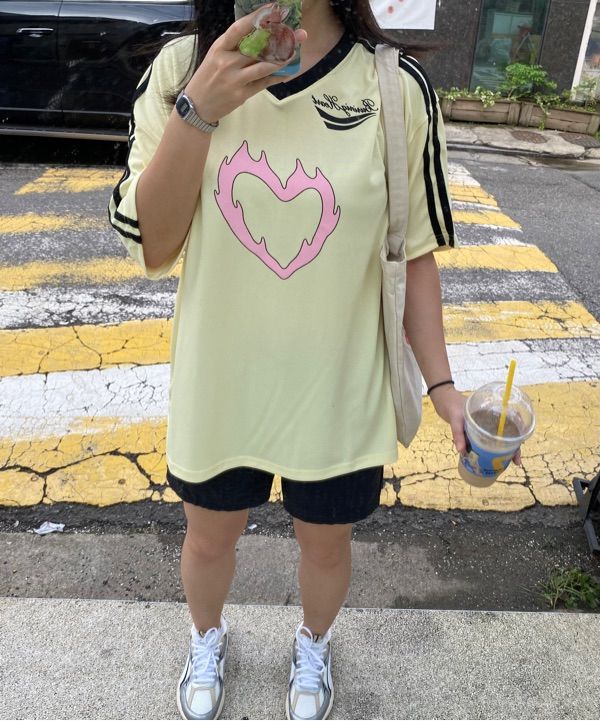 MUSINSA公式 | WONDERVISITOR BN Heart Jersey T-shirt [Light