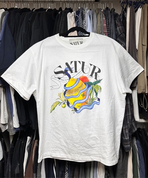 ◆SATUR◆ Ribbon Citron Graphic Short Sleeve T-Shirt Saturda MUSINSA | SATUR Ribbon Citron Graphic Short-sleeved T-shirt