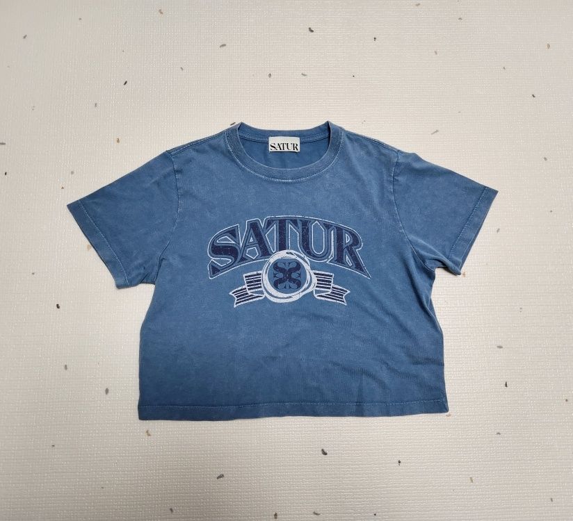 MUSINSA | SATUR (W) Arch Logo Pigment Washed Short Sleeve T