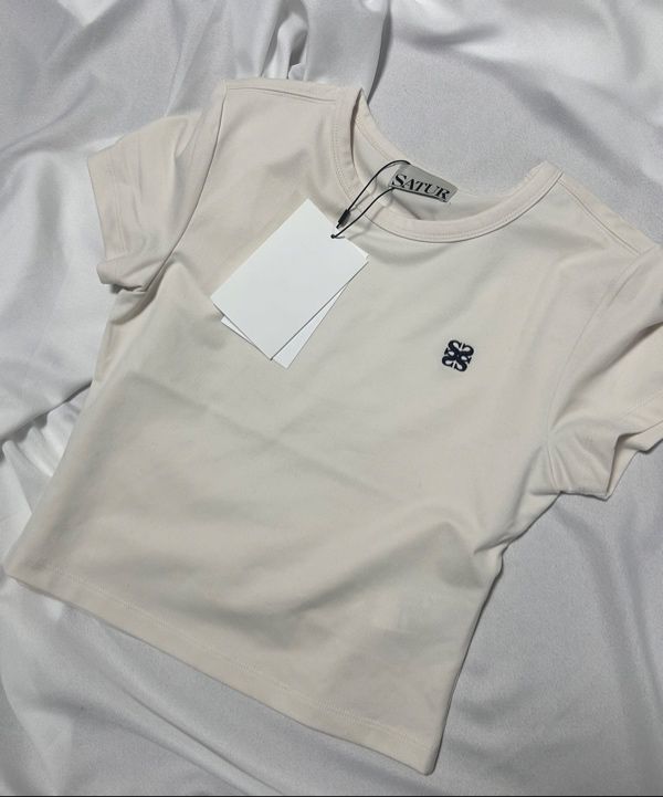 Tシャツ・カットソー SATUR W Essential Basic Logo Short Sleeve T-Shirt Classic Bl MUSINSA | SATUR Classic Small Logo Short-Sleeved T-Shirt