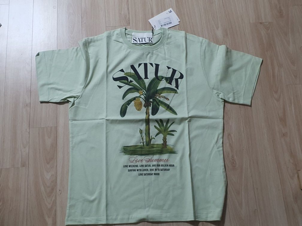 ★SATUR★ Banana Tree Graphic Short Sleeve T-Shirt Seradon M SATUR | 세터 | 바나나 트리 그래픽 반팔 티셔츠 세라돈 민트