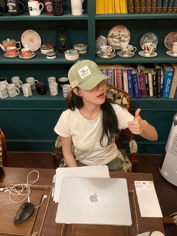 MUSINSA公式 | SLOWACID Bird Label Mesh Ball Cap [Light Green]
