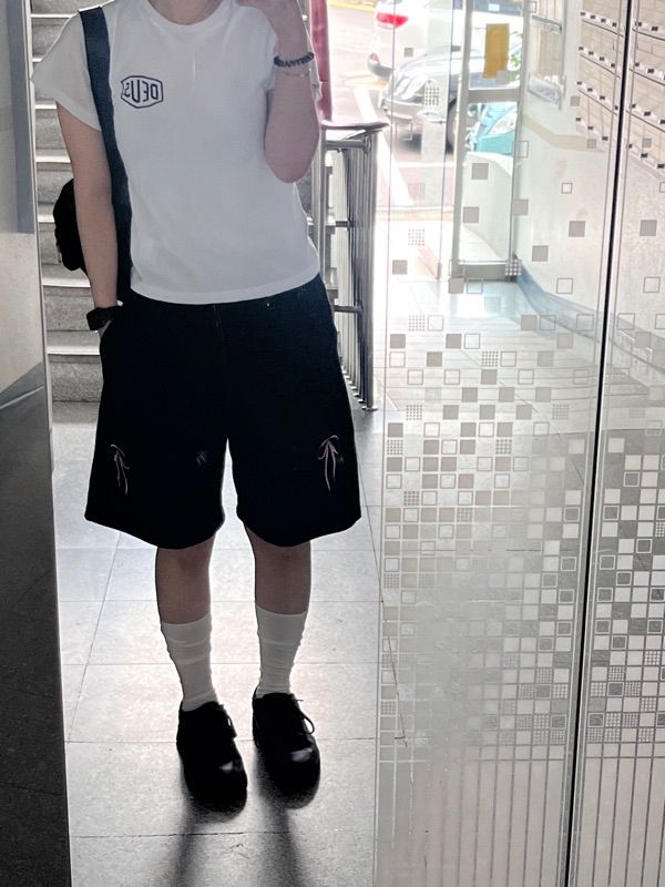 【AMBLER】 Ribbon shorts Bermuda one tuck sweat shorts MUSINSA | AMBLER Ribbon shorts Bermuda One Tuck Sweat Shorts