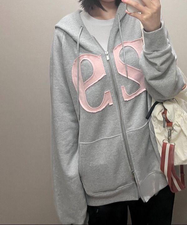 トップス ILLIGO Zip-Up Light Gray ILLIGO 129 Logo Patch Hood Zip-Up ライトグレー ILLIGO☆129