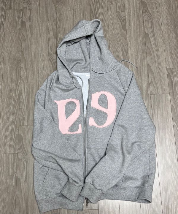 MUSINSA公式 | ILLIGO 129 Logo Patch Hood Zip-Up Light Gray