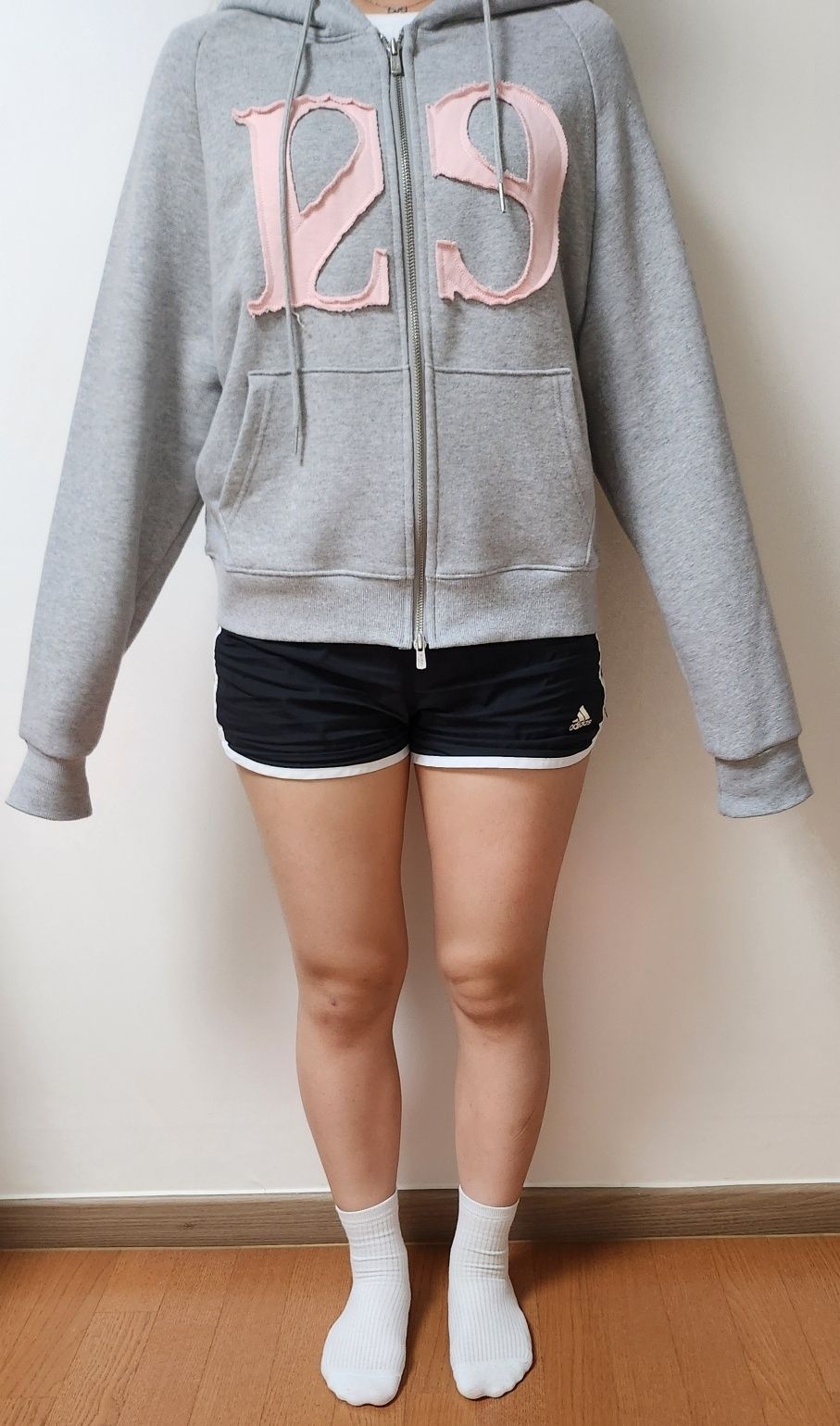 トップス ILLIGO Zip-Up Light Gray ◇ILLIGO◇ 129 logo patch hood zip-up light gray (ILLIGO