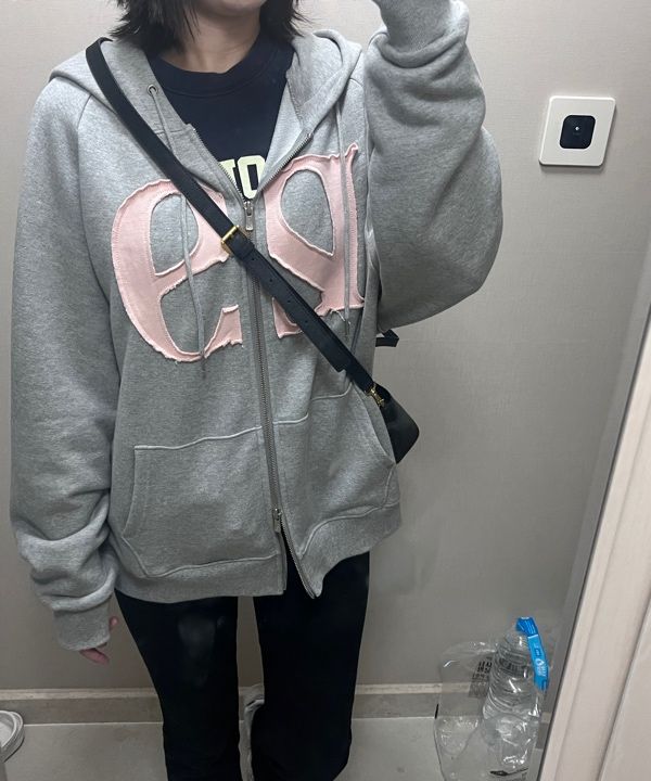 MUSINSA公式 | ILLIGO 129 Logo Patch Hood Zip-Up Light Gray