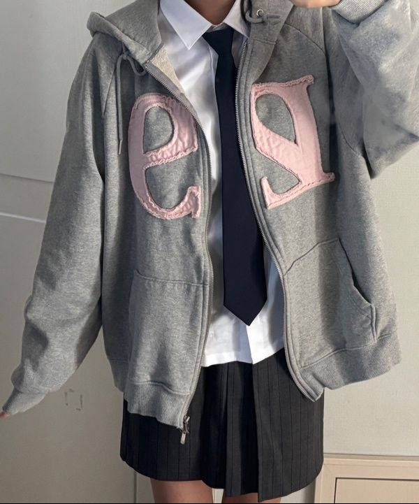 MUSINSA公式 | ILLIGO 129 Logo Patch Hood Zip-Up Light Gray