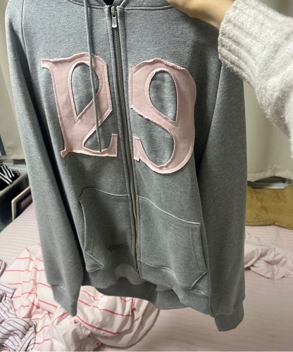 MUSINSA | ILLIGO 129 Logo Patch Hood Zip-Up Light Gray