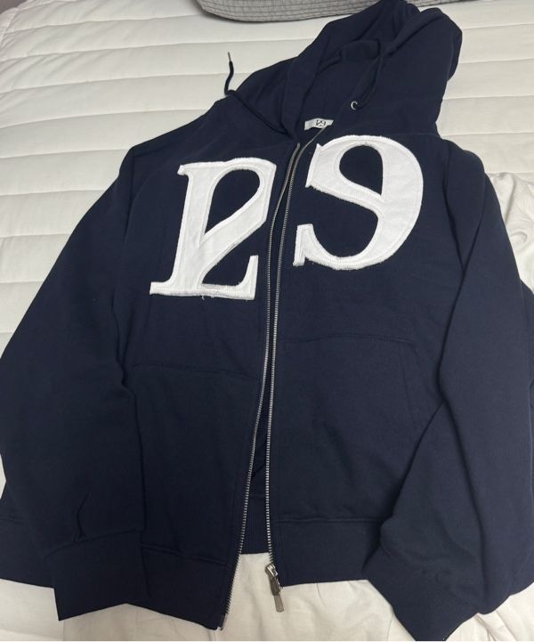 MUSINSA公式 | ILLIGO 129 Logo Patch Hood Zip-Up Navy