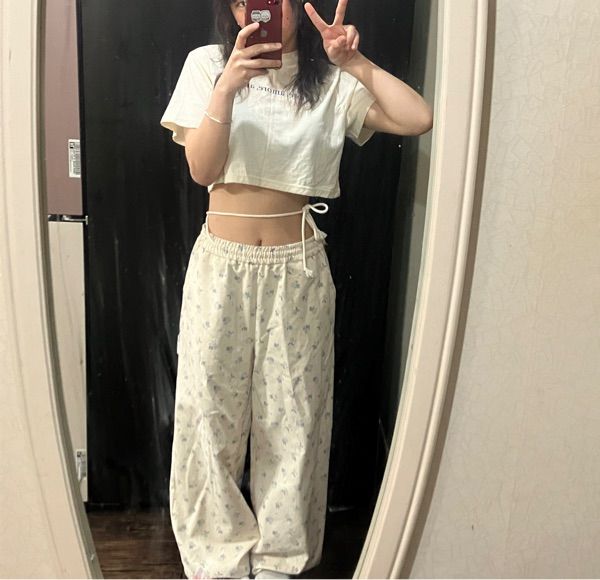 MUSINSA | OHESHIO FLORAL CARPENTER PANTS, CREAM