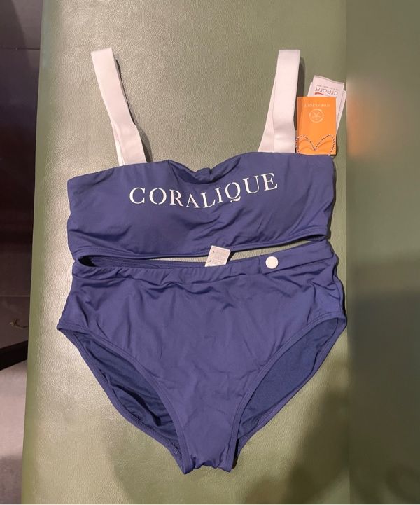 ★CORALIQUE★Tennis Classic Logo Bandeau Bikini★Pink_Navy★ MUSINSA | CORALIQUE Tennis classic logo bandeau bikini 2 colors
