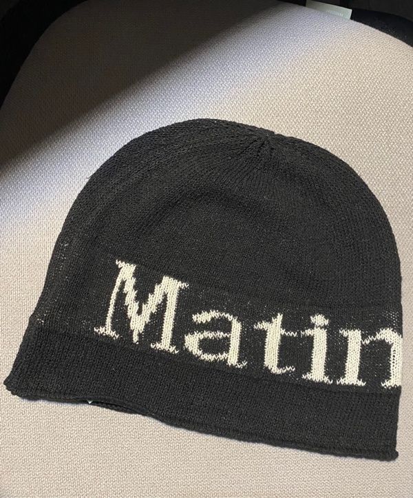 MUSINSA公式 | MATIN KIM LOGO LINEN SHORT BEANIE IN WHITE
