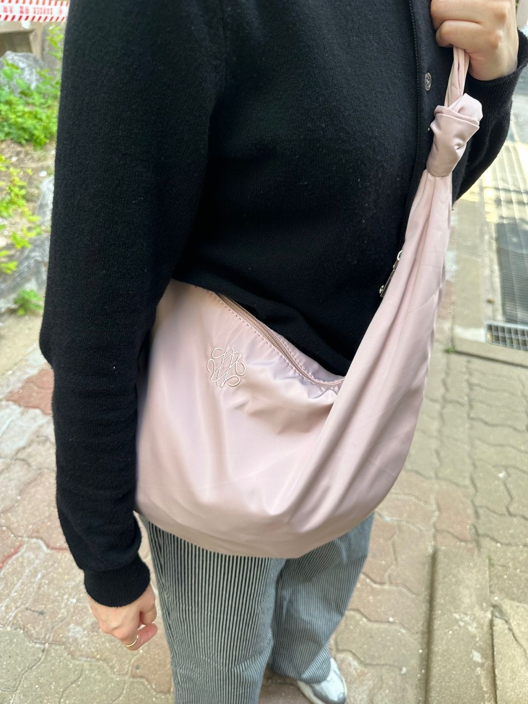 MUSINSA | NICK&NICOLE NICOLE NYLON SHOULDER KNOT BAG_LIGHT GRAY