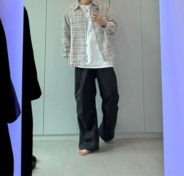 ★COOR★ Madras Check Oversized Parka Shirt Beige Brown MUSINSA | COOR Madras Checkered Oversized Parka Ring Shirt