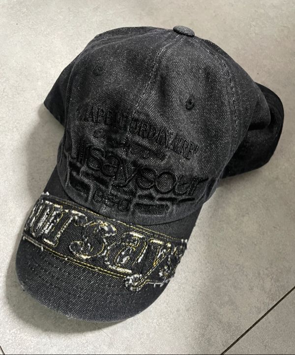 MUSINSA | OURSAYSOUR Lettering Logo Ball Cap Denim Washed Black