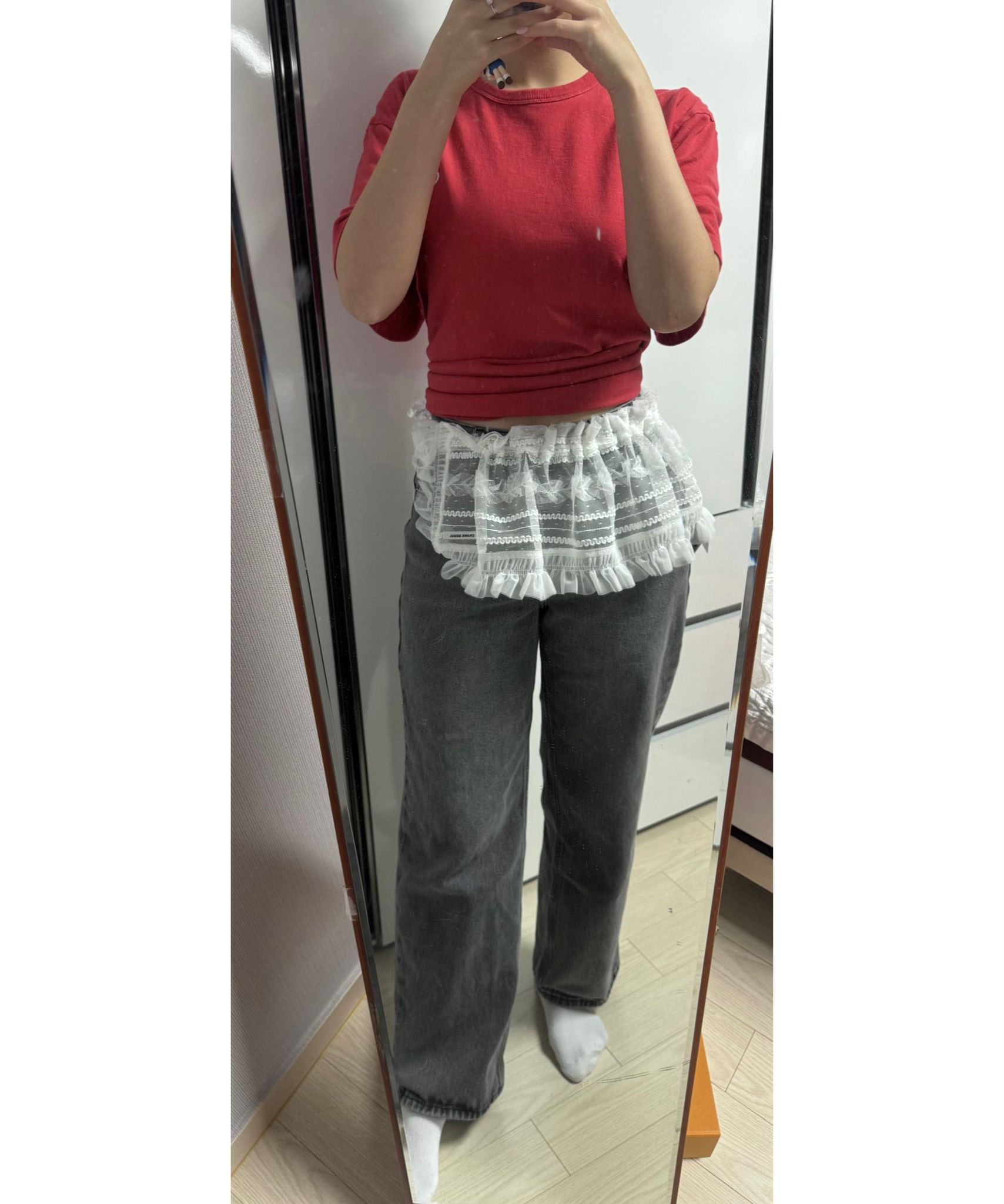 Lace Shirring Apron CRANK 韓国 美品 MUSINSA | CRANK Lace Shirring Apron_White