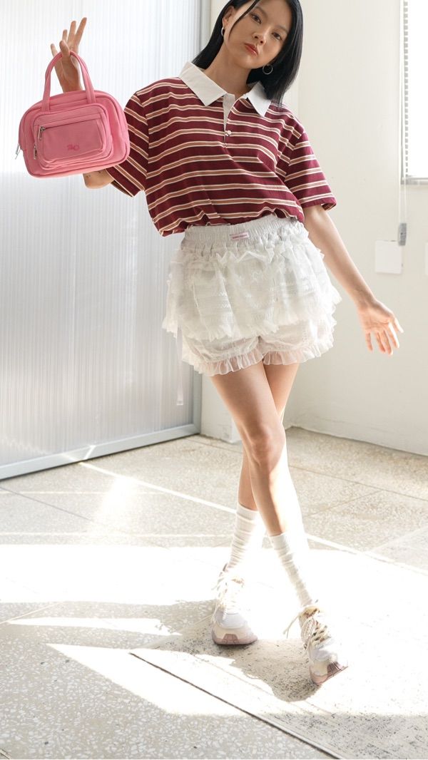 MUSINSA | CRANK Lace Shirring Apron_White