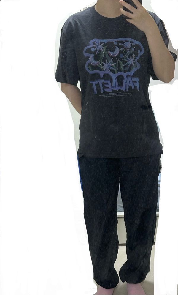 ★人気★【FALLETT】★BRUSH LOGO FLOWER SHORT SLEEV.E★ BRUSH LOGO FLOWER SHORT SLEEVE CHARCOAL - FALLETT | 60