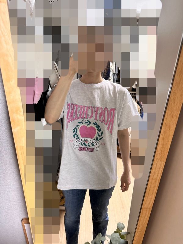 RONRON★韓国★人気★ROSY CHEEKS HEART BASIC FIT T SHIRT 3色 韓国人気☆新作☆[RONRON] ROSY CHEEKS HEART BASIC FIT T SHIRT