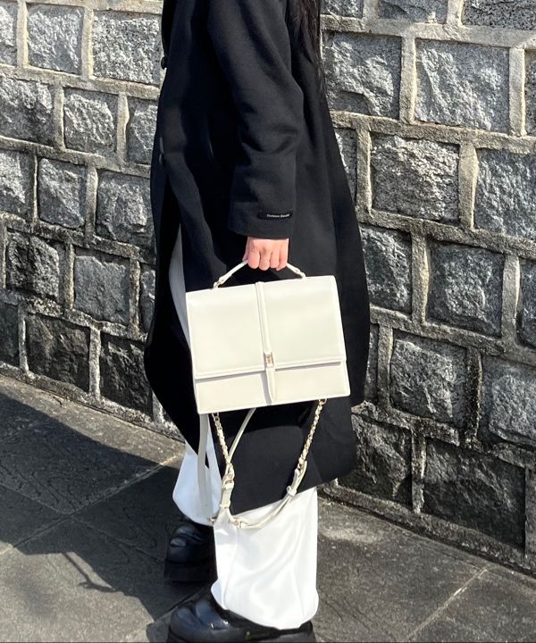 MUSINSA | FOLNUA CLASSIC LOGO HALLIE BACKPACK [ECRU - PLAIN]
